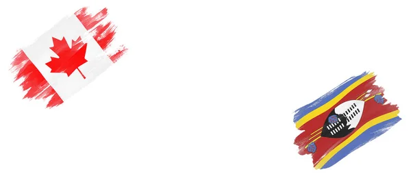 カナダとエスワティーニ 白い背景の旗 — ストック写真