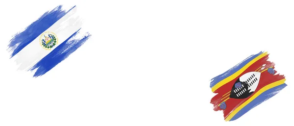 エルサルバドルとエスワティーニの白い背景の旗 — ストック写真