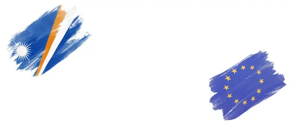 Флаги Маршалловых Островов Европейского Союза Белом Фоне — стоковое фото