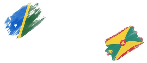 所罗门群岛和格林纳达白底旗 — 图库照片