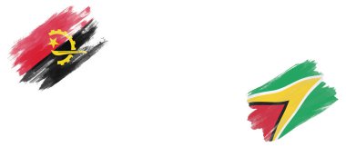 Angola ve Guyana Bayrakları Beyaz Arkaplanda