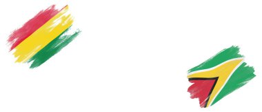 Beyaz Arkaplanda Bolivya ve Guyana Bayrakları