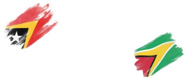 Beyaz Arkaplanda Doğu Timor ve Guyana Bayrakları