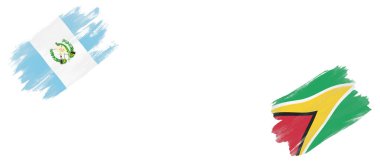 Beyaz Arkaplanda Guatemala ve Guyana Bayrakları