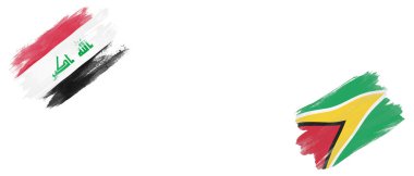 Beyaz Arkaplanda Irak ve Guyana Bayrakları