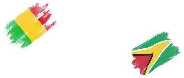 Beyaz Arkaplanda Mali ve Guyana Bayrakları