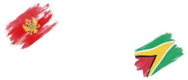 Karadağ ve Guyana Bayrakları Beyaz Arkaplanda