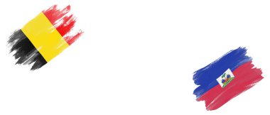 Beyaz Arkaplanda Belçika ve Haiti Bayrakları