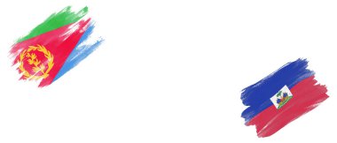 Beyaz Arkaplanda Eritre ve Haiti Bayrakları
