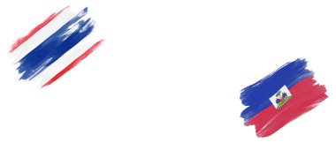 Beyaz Arkaplanda Tayland ve Haiti Bayrakları