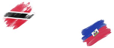 Beyaz Arkaplanda Trinidad ve Tobago ve Haiti Bayrakları