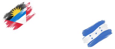 Beyaz Arkaplanda Antigua ve Barbuda ve Honduras Bayrakları