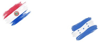 Beyaz Arkaplanda Paraguay ve Honduras Bayrakları