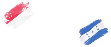 Beyaz Arkaplanda Singapur ve Honduras Bayrakları