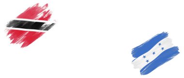 Beyaz Arkaplanda Trinidad ve Tobago ve Honduras Bayrakları