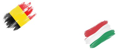 Beyaz Arkaplanda Belçika ve Macaristan Bayrakları