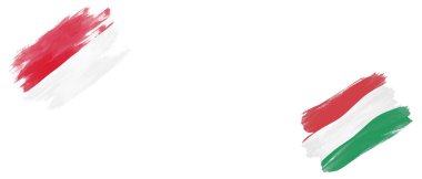 Beyaz Arkaplanda Endonezya ve Macaristan Bayrakları