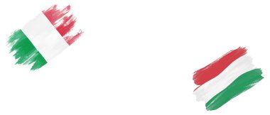 Beyaz Arkaplanda İtalya ve Macaristan Bayrakları