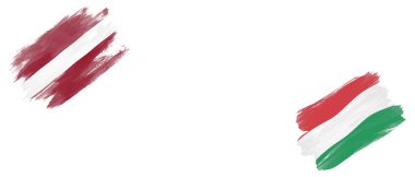 Beyaz Arkaplanda Letonya ve Macaristan Bayrakları