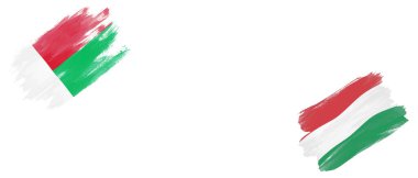 Beyaz Arkaplanda Madagaskar ve Macaristan Bayrakları