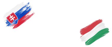 Beyaz Arkaplanda Slovakya ve Macaristan Bayrakları