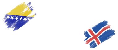 Bosna-Hersek ve İzlanda Bayrakları Beyaz Arkaplanda