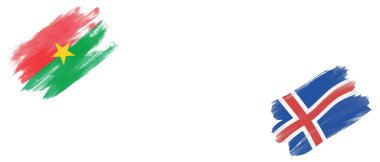 Beyaz Arkaplanda Burkina Faso ve İzlanda Bayrakları