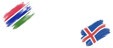 Beyaz Arkaplanda Gambiya ve İzlanda Bayrakları