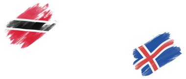 Trinidad ve Tobago ve İzlanda Bayrakları Beyaz Arkaplanda