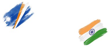 Beyaz Arkaplanda Marshall Adaları ve Hindistan Bayrakları