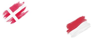 Beyaz Arkaplanda Danimarka ve Endonezya Bayrakları