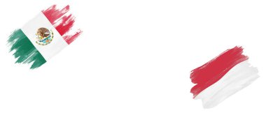 Beyaz Arkaplanda Meksika ve Endonezya Bayrakları