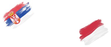 Sırbistan ve Endonezya Bayrakları Beyaz Arkaplanda