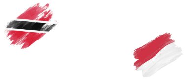 Beyaz Arkaplanda Trinidad ve Tobago ve Endonezya Bayrakları