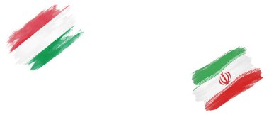 Beyaz Arkaplanda Macaristan ve İran Bayrakları