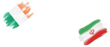 Beyaz Arkaplanda İrlanda ve İran Bayrakları