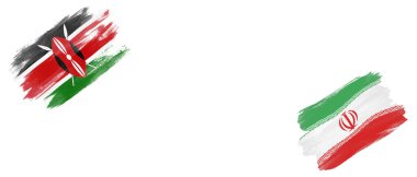 Beyaz Arkaplanda Kenya ve İran Bayrakları