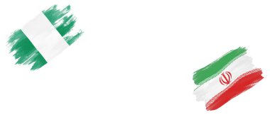 Beyaz Arkaplanda Nijerya ve İran Bayrakları