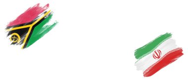 Beyaz Arkaplanda Vanuatu ve İran Bayrakları