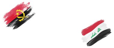 Angola ve Irak Bayrakları Beyaz Arkaplanda