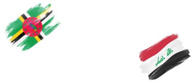 Beyaz Arkaplanda Dominika ve Irak Bayrakları