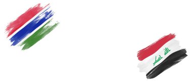 Beyaz Arkaplanda Gambiya ve Irak Bayrakları