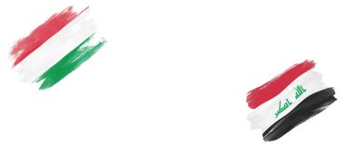 Beyaz Arkaplanda Macaristan ve Irak Bayrakları