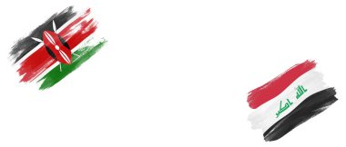 Beyaz Arkaplanda Kenya ve Irak Bayrakları