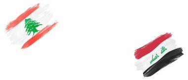 Beyaz Arkaplanda Lübnan ve Irak Bayrakları