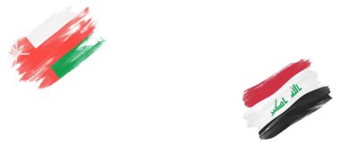 Umman ve Irak Bayrakları Beyaz Arkaplanda