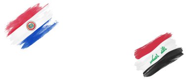 Beyaz Arkaplanda Paraguay ve Irak Bayrakları