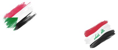 Sudan ve Irak Bayrakları Beyaz Arkaplanda