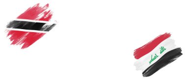 Trinidad ve Tobago ve Irak Bayrakları Beyaz Arkaplanda