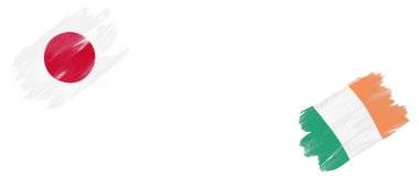 Beyaz Arkaplanda Japonya ve İrlanda Bayrakları